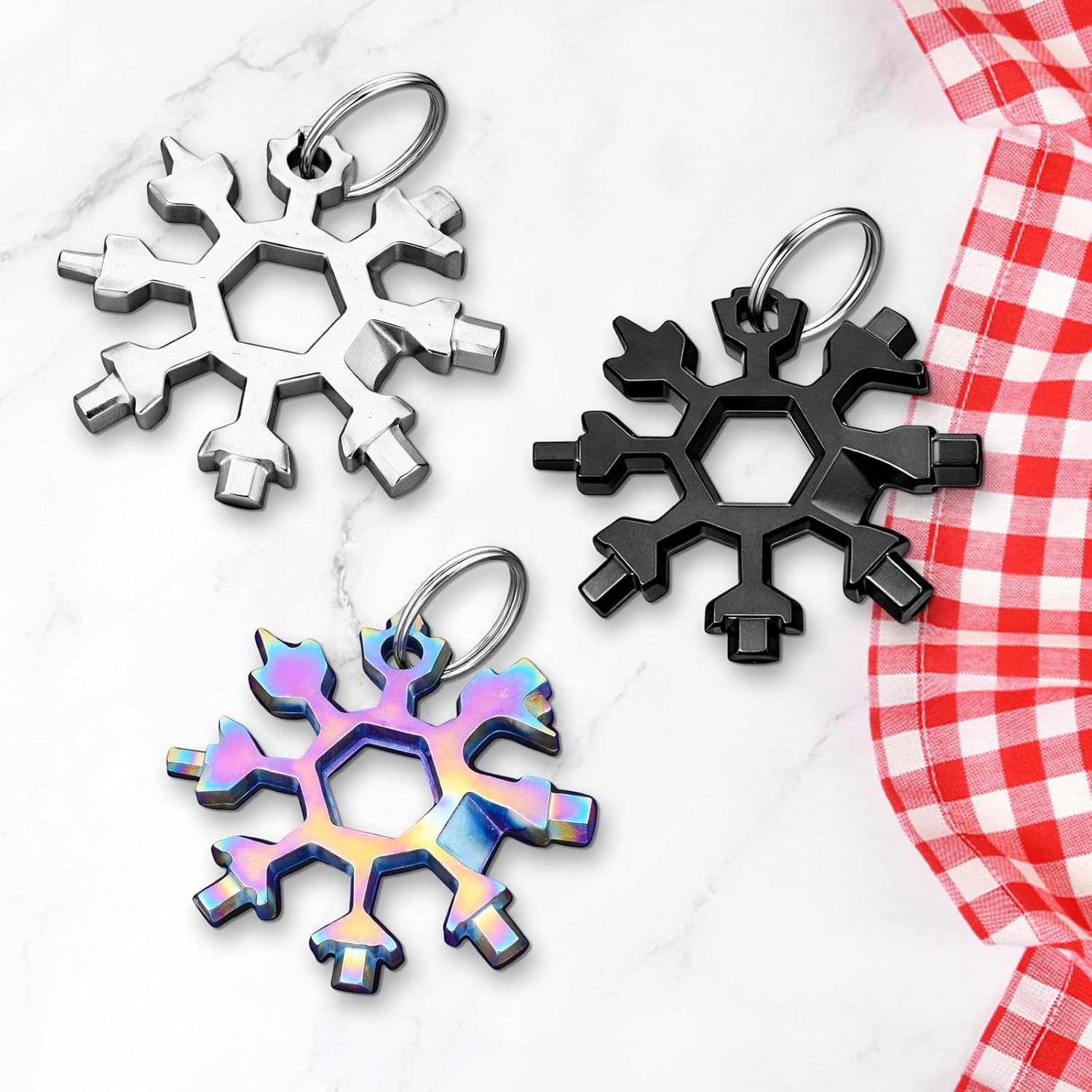 3PCS 18-In-1 Snowflake Multi Tool, Mechanical Tools for Men, Zinc Alloy Snow Too