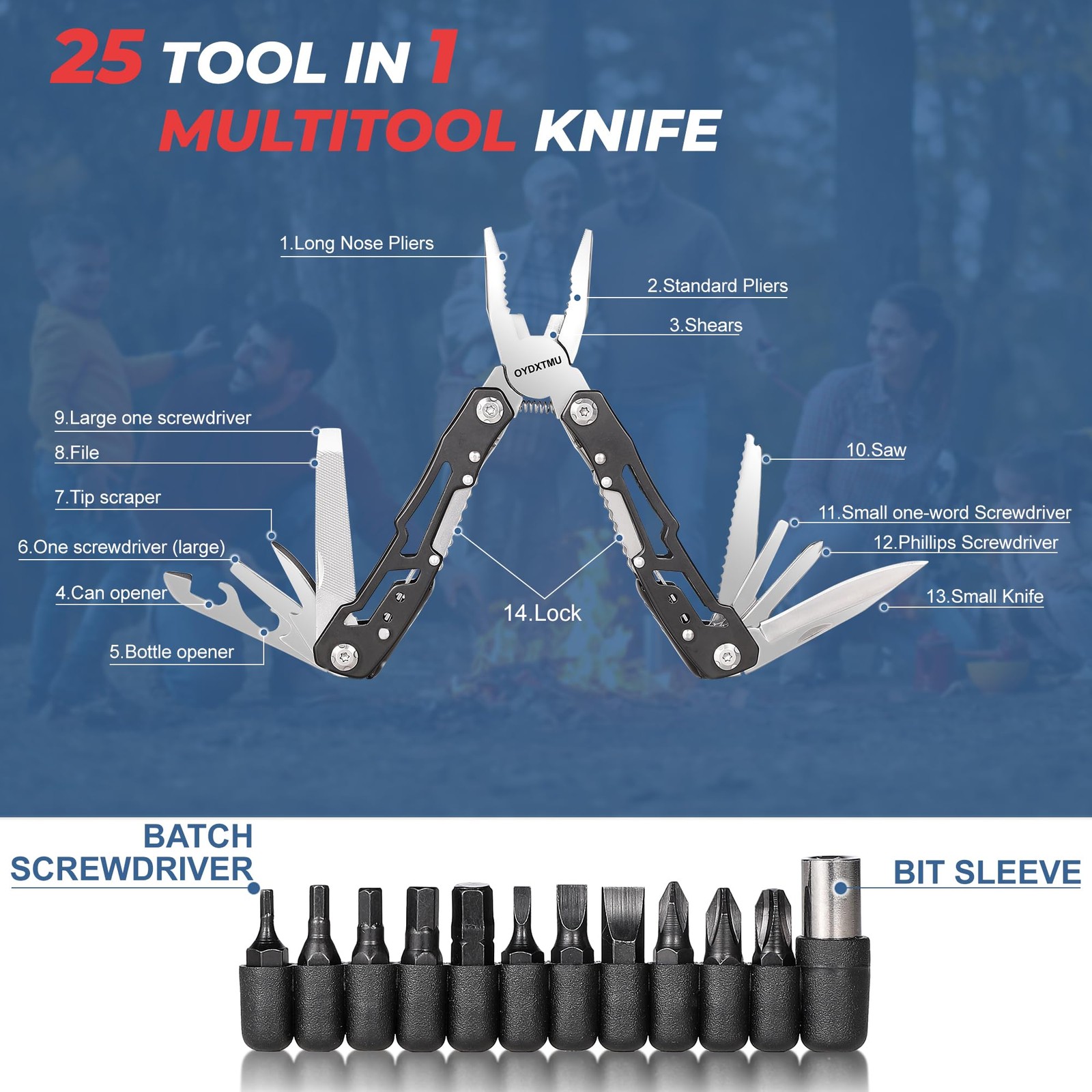 Outdoor 25-In-1 Mini Multitool plier,Portable EDC Gear with Safety Locking,Ny…