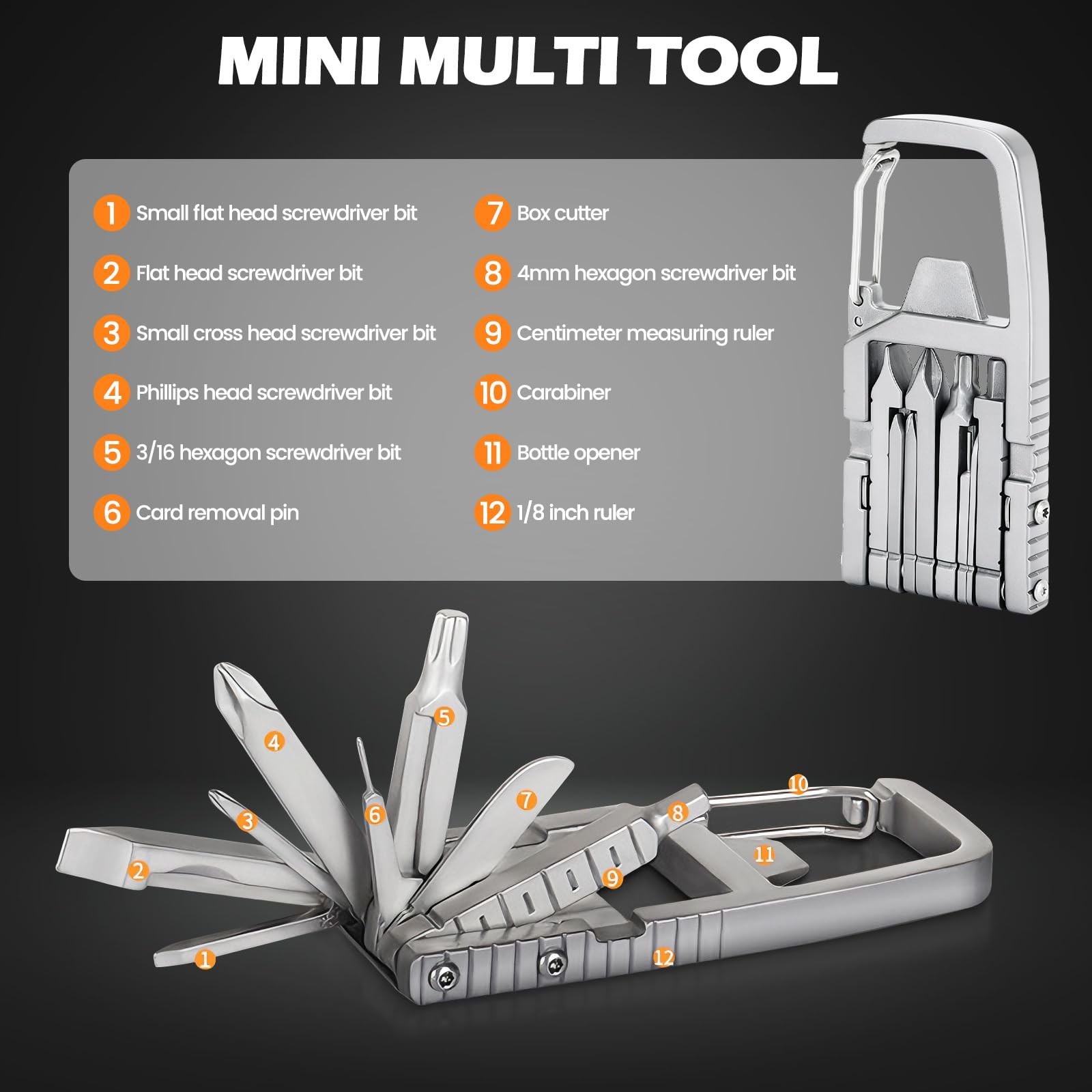 12-in-1 Mini Multitool Set, Portable Outdoor Keychain Multitool, Jawbreaker M…