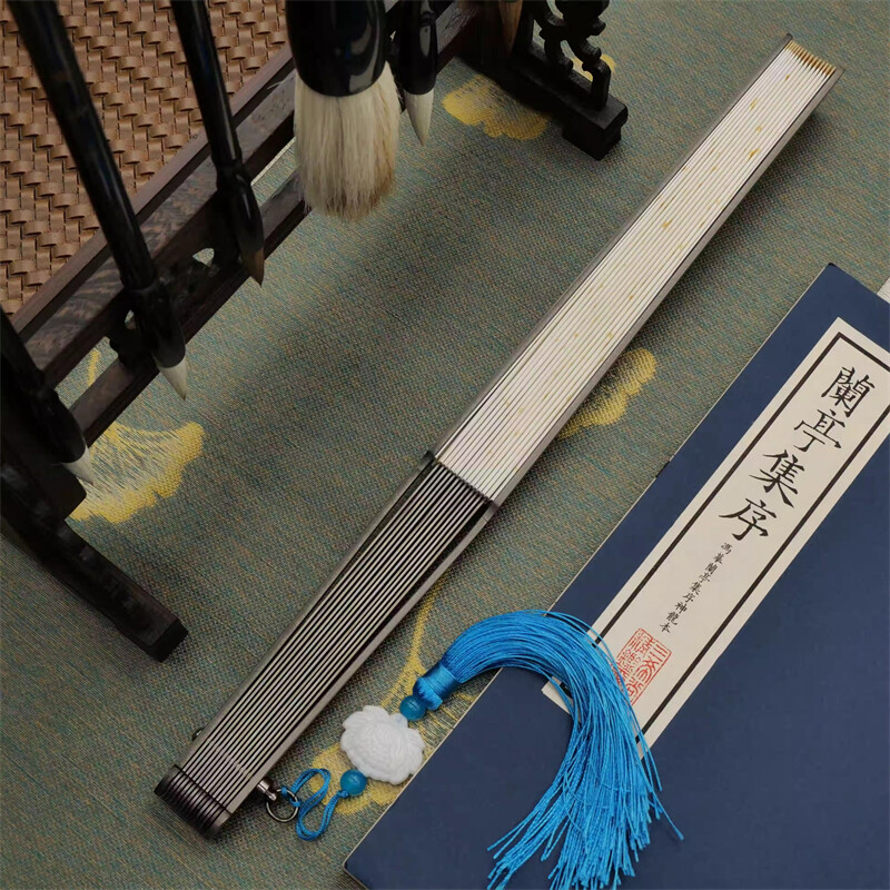 Titanium Alloy Folding Fan Martial Arts Kung Fu Tai Ji Auspicious Clouds