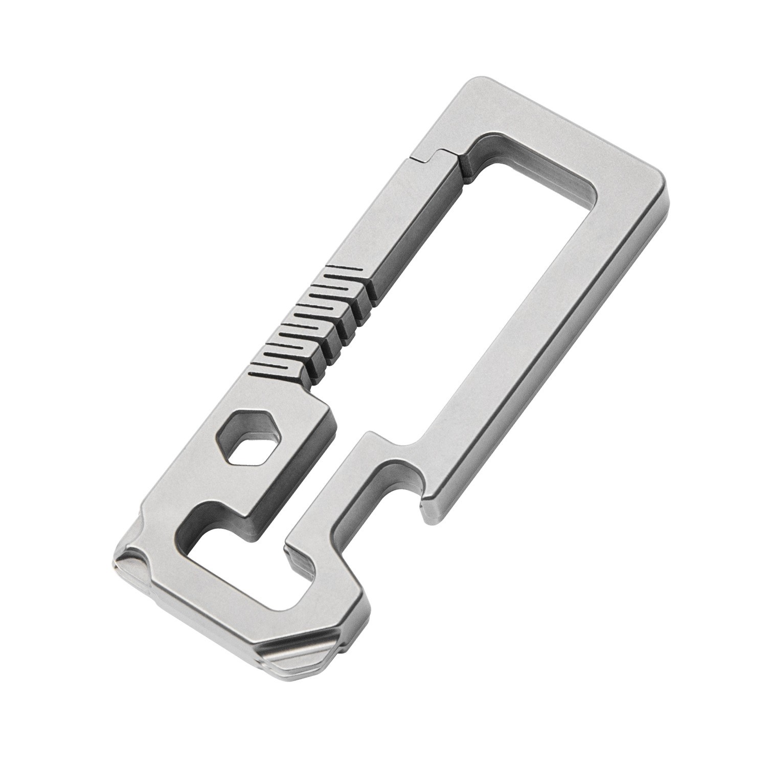 TC4 EDC Titanium Alloy + Leather Multi Tools Keychain Carabiner Car Key Pendant