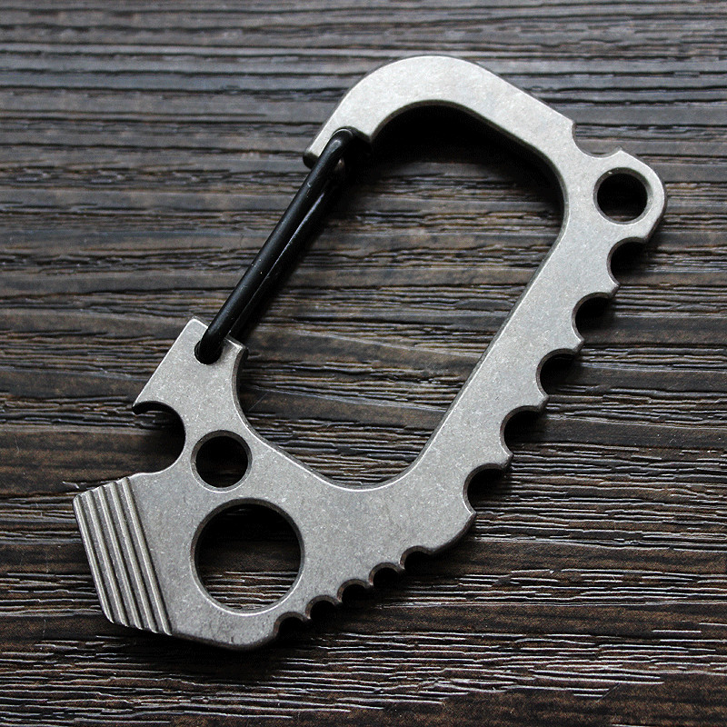 TITANER Titanium CNC Keychain Carabiner Bottle Opener Crowbar Outdoor EDC Tool