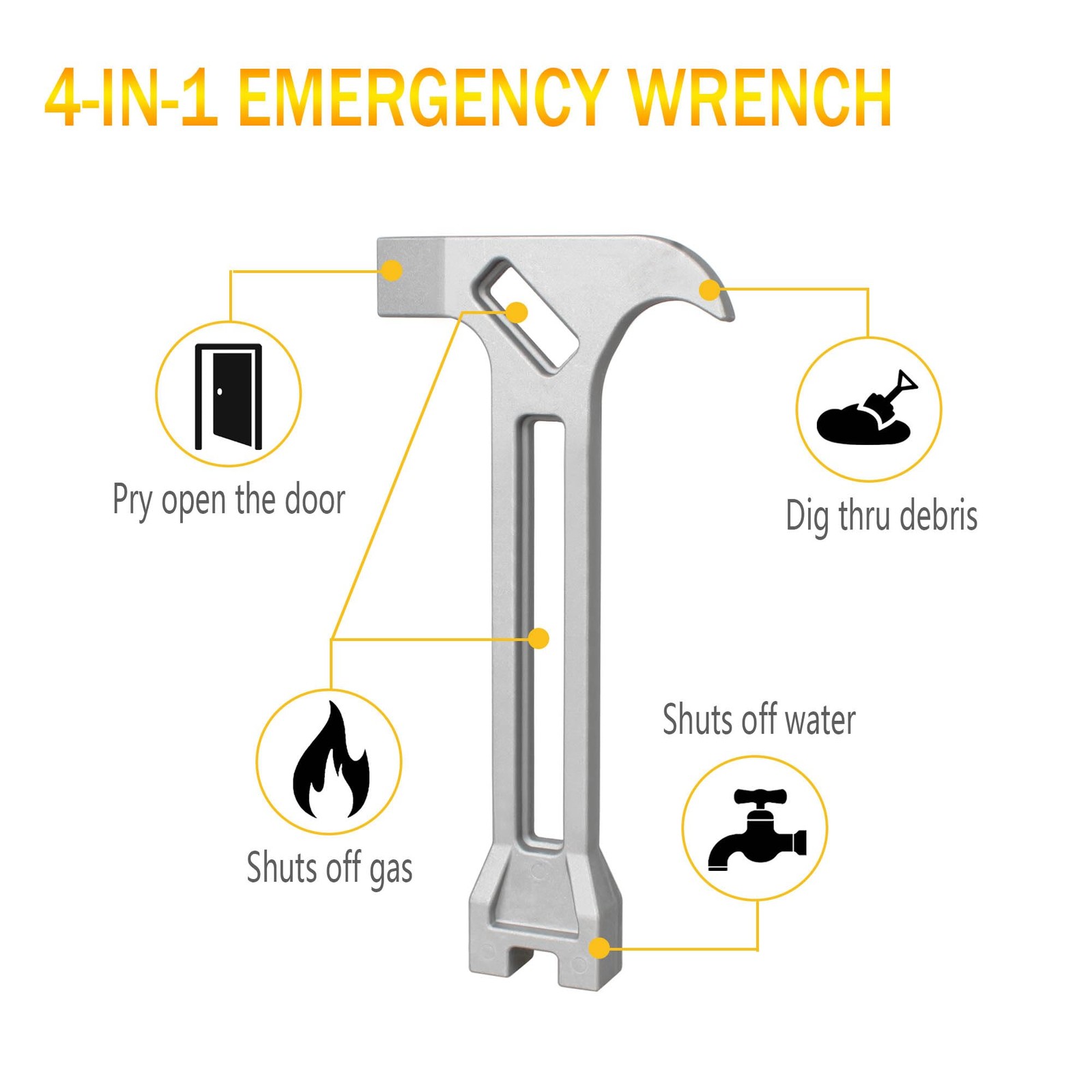 Gas & Water Shut-Off Tool, 4-in-1 Gas Shut-Off Wrench Fire Fighter Gear/Non-S…