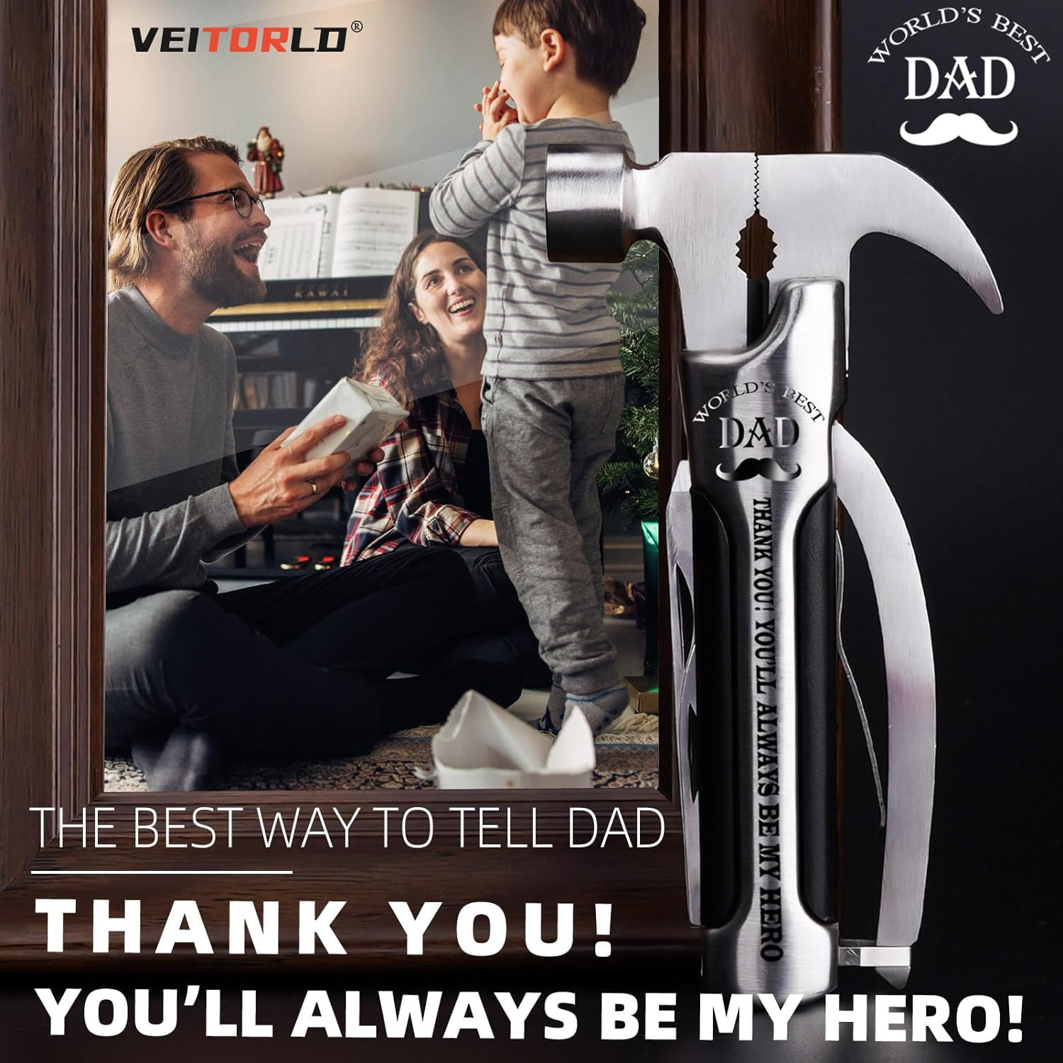 All-in-One Survival Hammer Multitool with Engraved Box – Great Gift for Dad