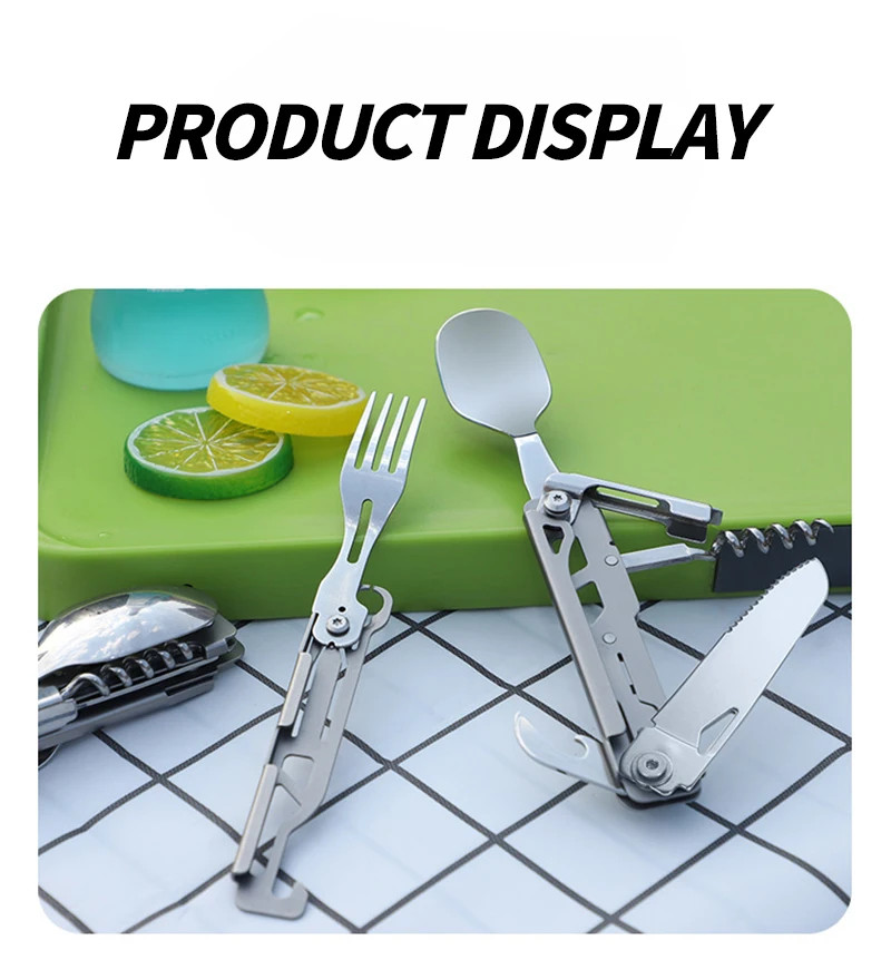 Multifunctional tableware Portable Stainless Steel Rope Knife Card Outdoor