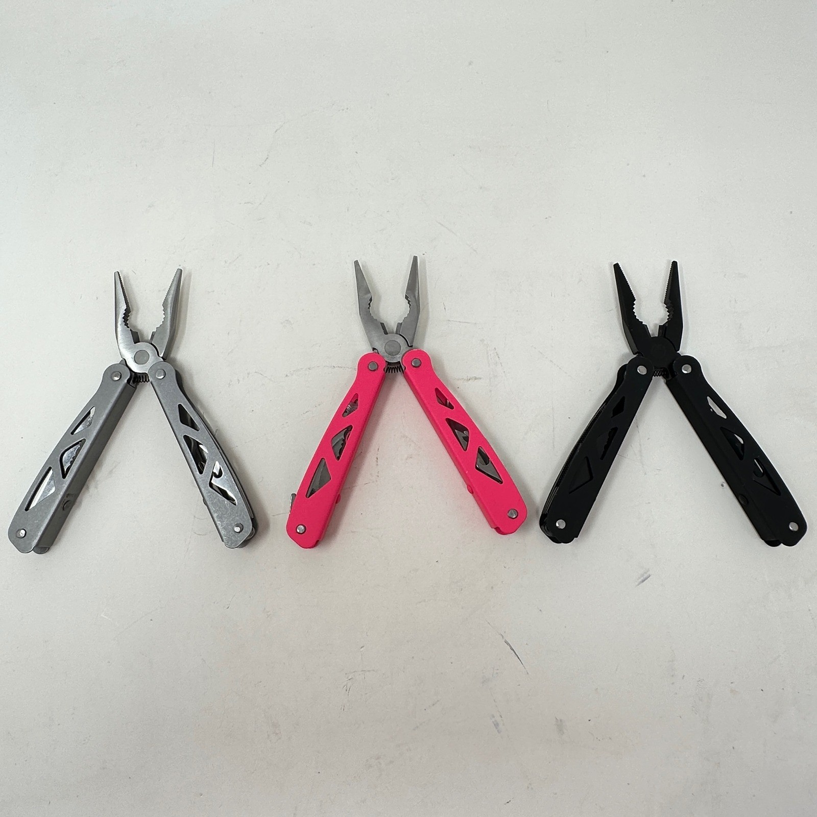 Ozark Trail 12 in 1 Multi Tool Set 3 Black Silver Pink Sheaths Outdoor Survival