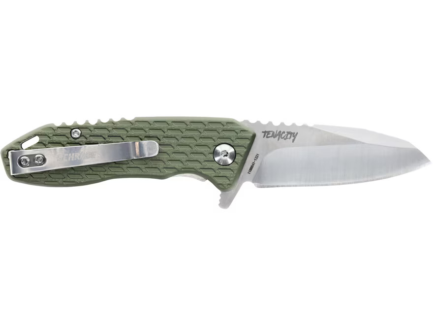 Schrade Tenacity Pocket Knife 2.5″ Modified Drop Point AUS-10 Satin Blade