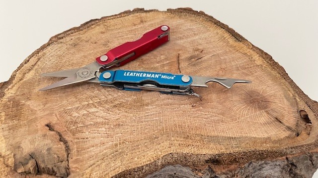 Leatherman Micra Multi Tool Stainless Steel Red& Blue Anodized Handled Scissors
