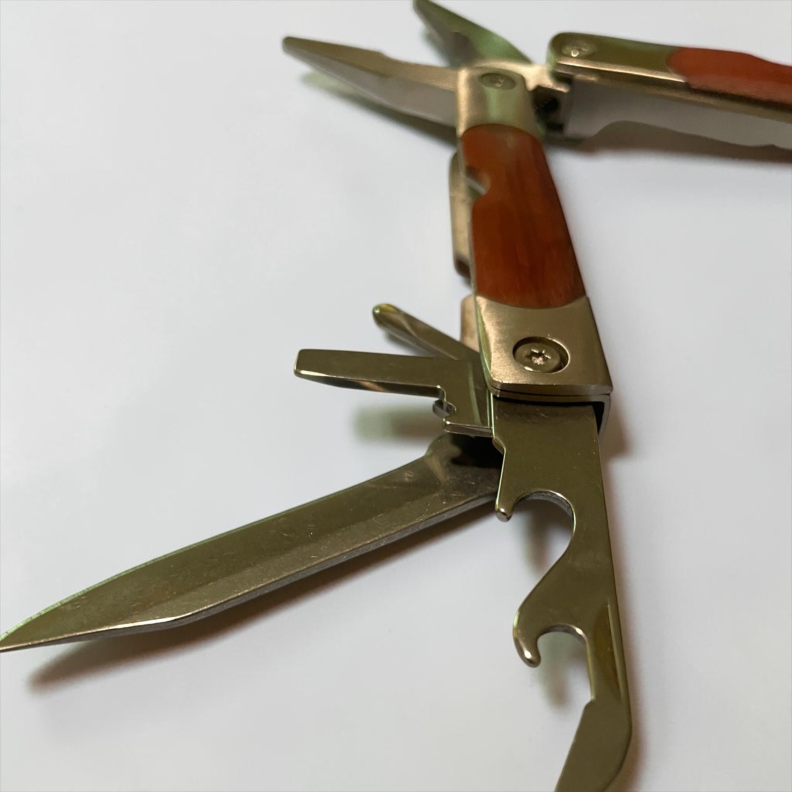 Sheffield Multi-Tool Wood Handle Stainless-Steel Blades Pliers Saw Knife Opener