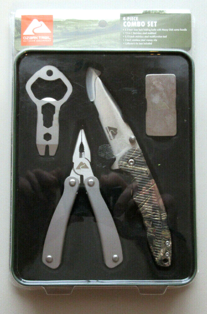 Ozark Trail Outdoor Equipment Camping Fishing Multitool Knife 4 Piece Combo Set