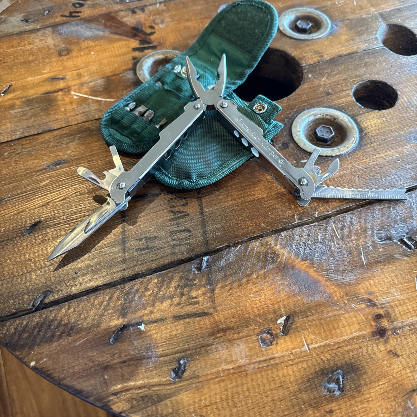 Vintage American Camper Stainless Steel Multi Tool W/ Nylon Case & Bits