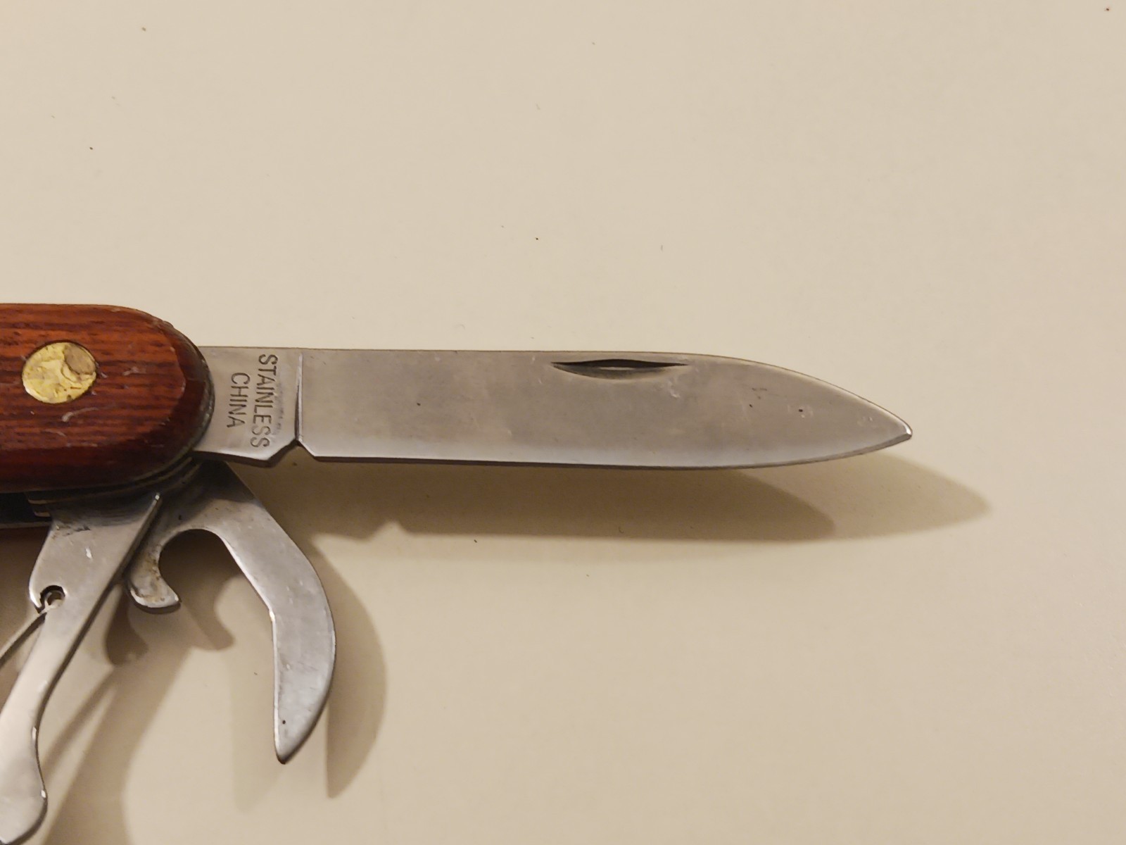 7 Function Wood Brown Handle Multi-Tool Folding Knife Pliers Scissors Camp China