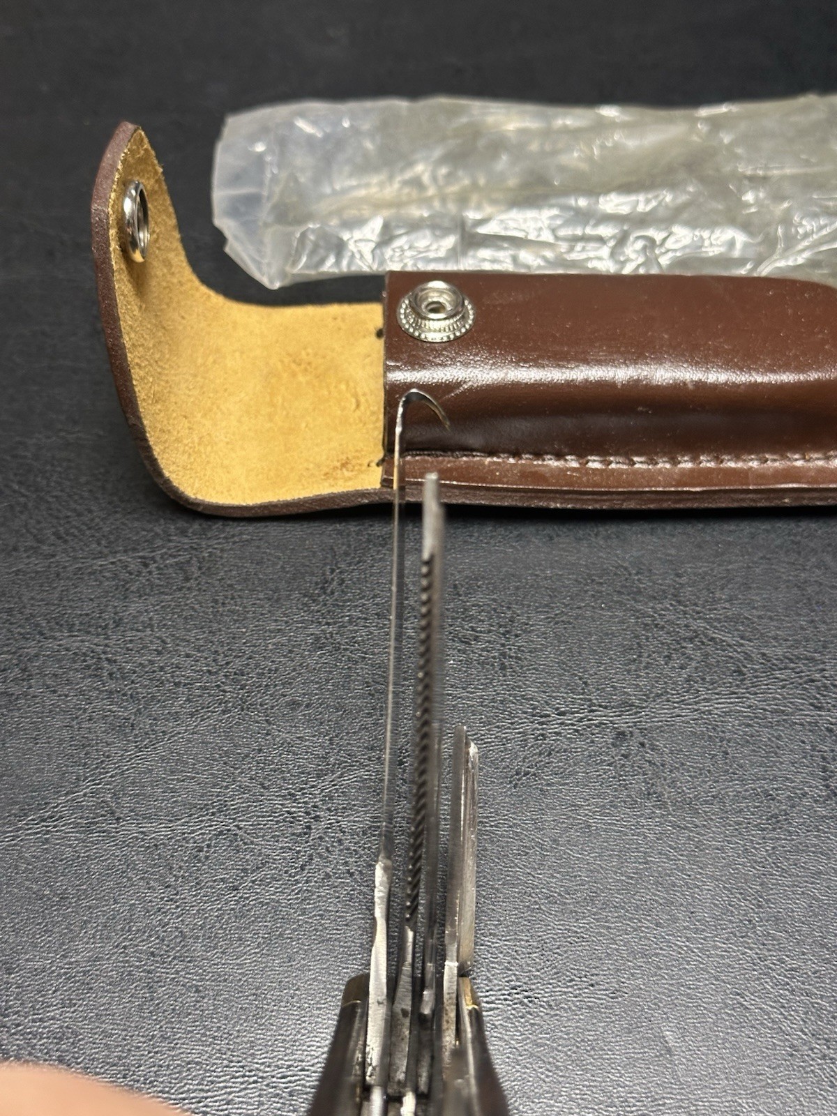 Multi Tool Knife With Leather Sheath For Belt
