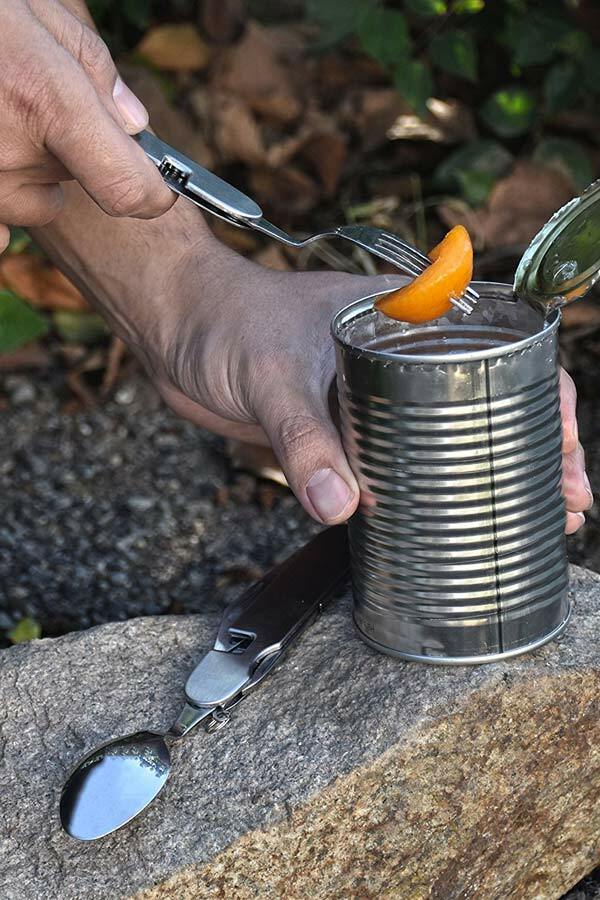 7-In-1 Stainless Steel Multi Function Camping Tool Utensils Knife Spoon Opener