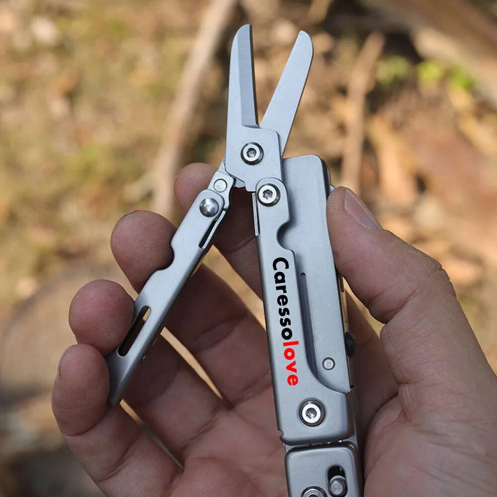 Compact Flat 15-in-1 Multi Tool Detachable Scissors Shears Knife Clip Outdoor