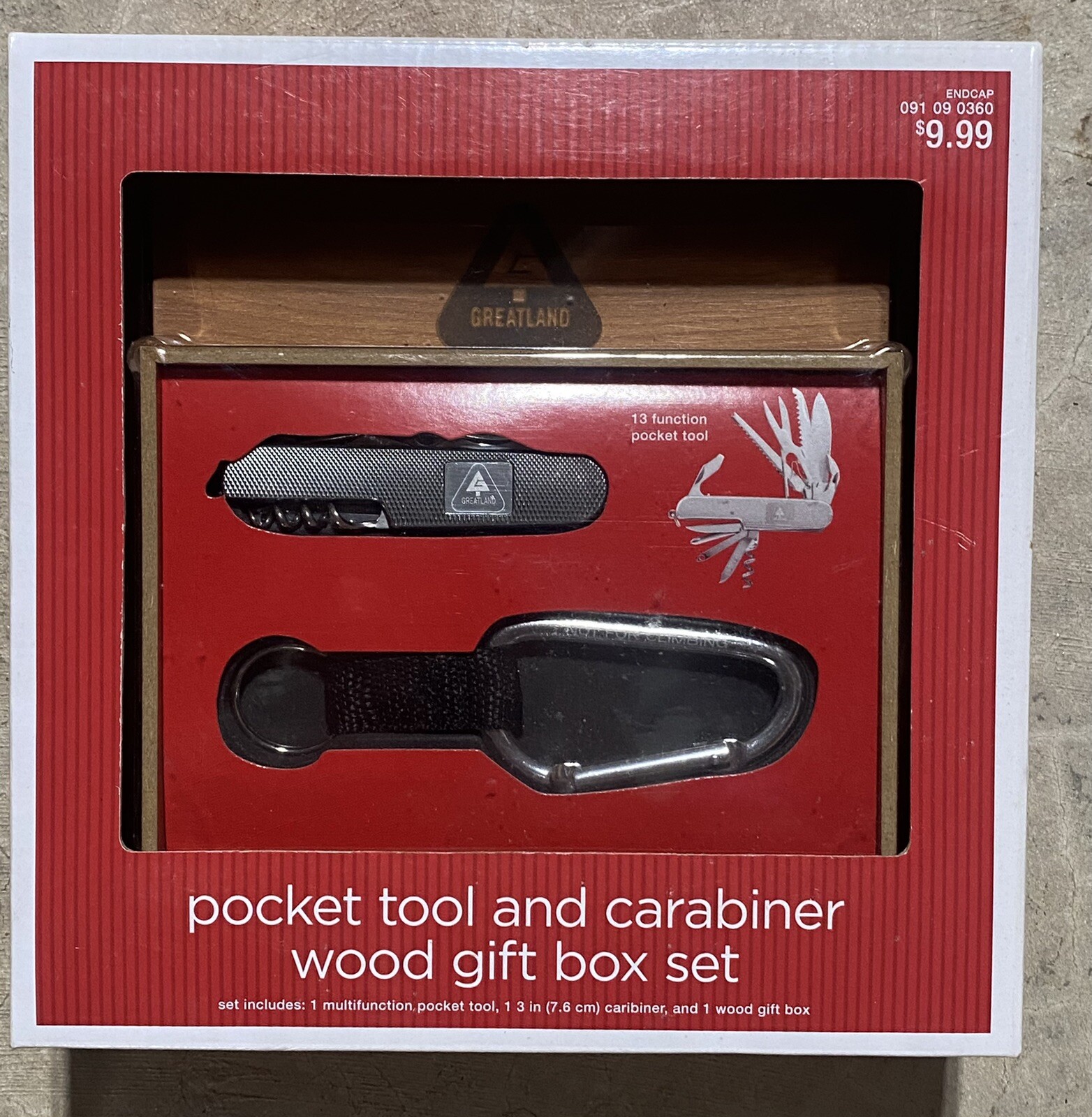 Pocket Tool & Carabiner Wood Gift Box Set