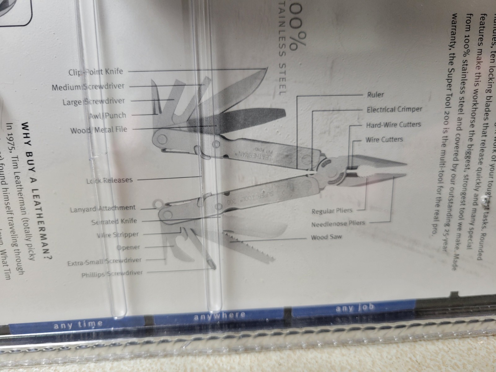 2nd 2001 Leatherman Super Tool 200 unused store display pack multi-tool