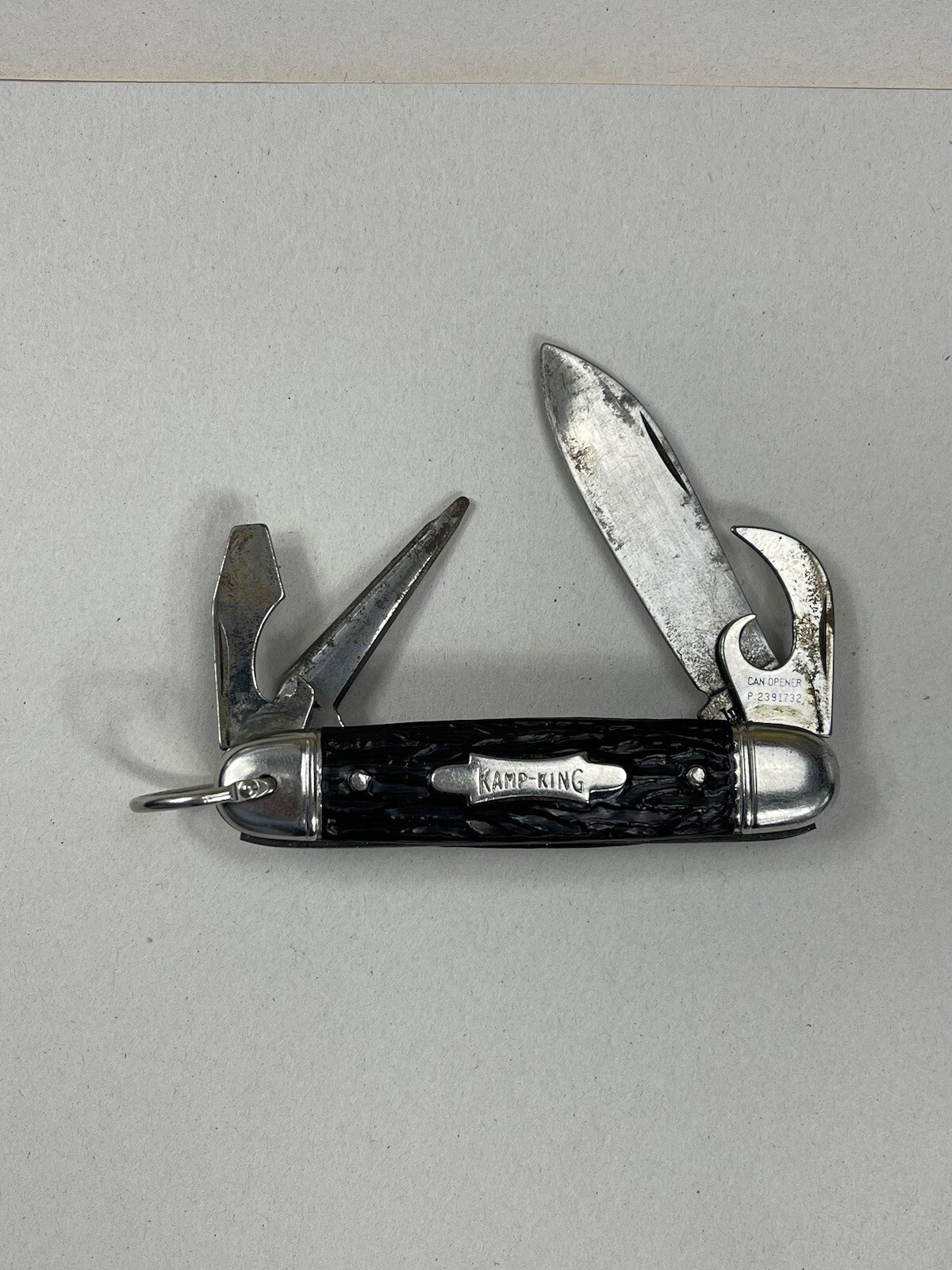 Vintage Imperial Multi Tool Pocket Knife Opener, Blade Pick Key Chain 50s Black