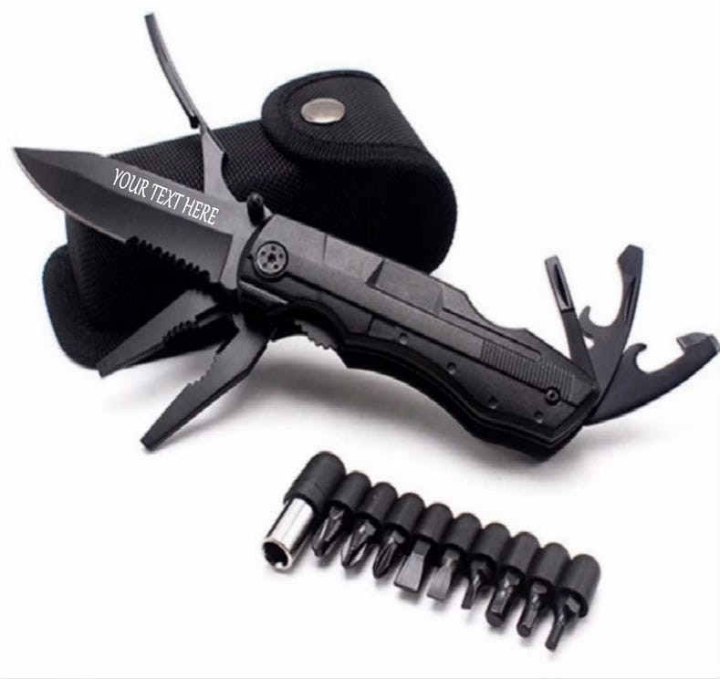 Engraved Multitool Knife – Custom Name Camping Tool Gift for Outdoor Adventures
