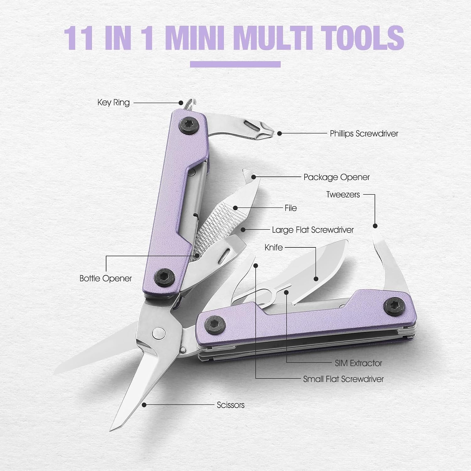 Multitool with Pocket Knife,Gifts for Men and Women, 11-in-1 Mini EDC