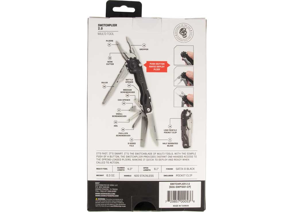 SOG Cold Steel SWITCH PLIER 2.0 Clam Pack Multi-Tool Camping Gear