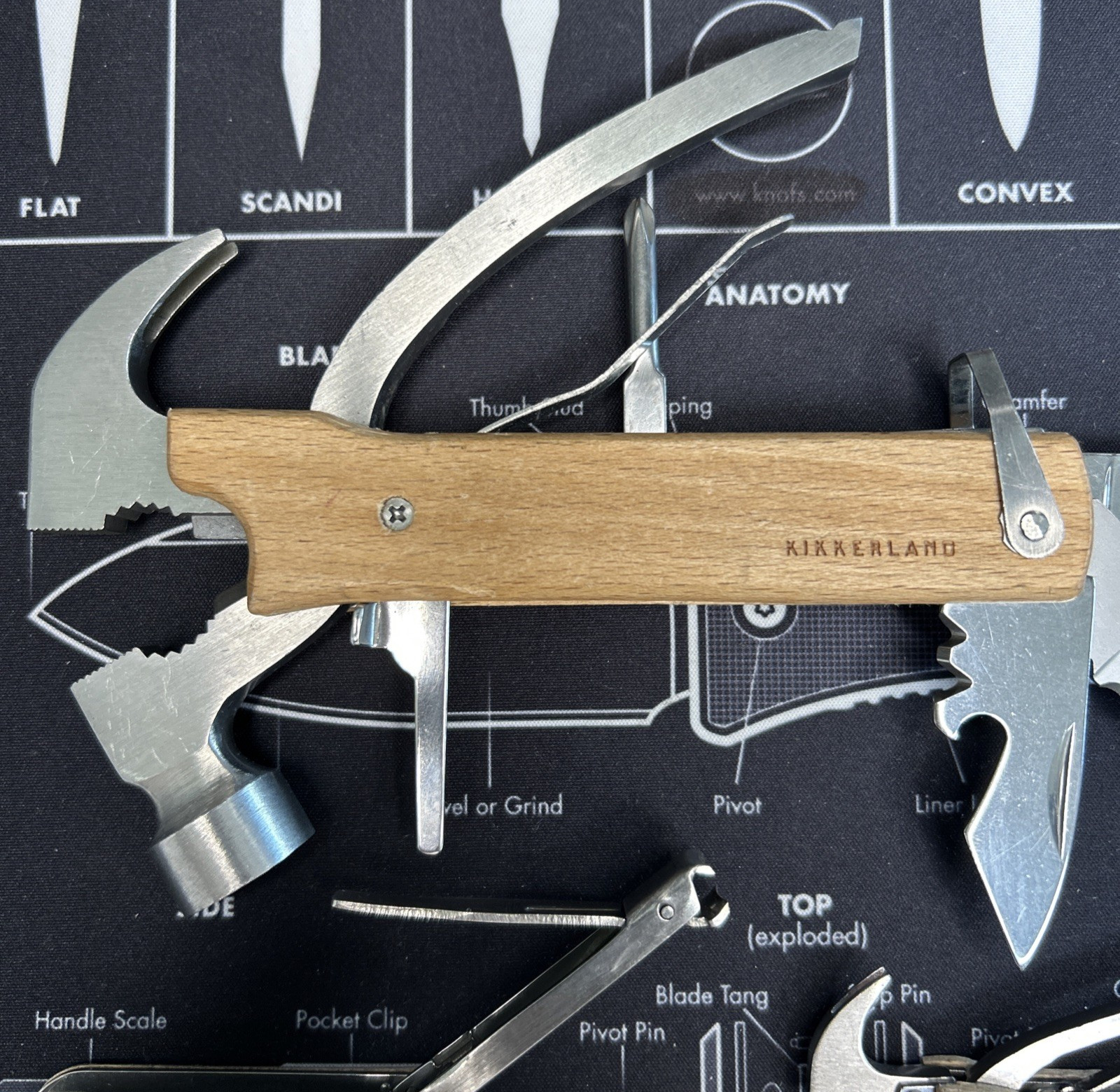 Lot of 3 Wood Handle Hammer Folding Compact Multi Tools Knife Saw & More VGUC