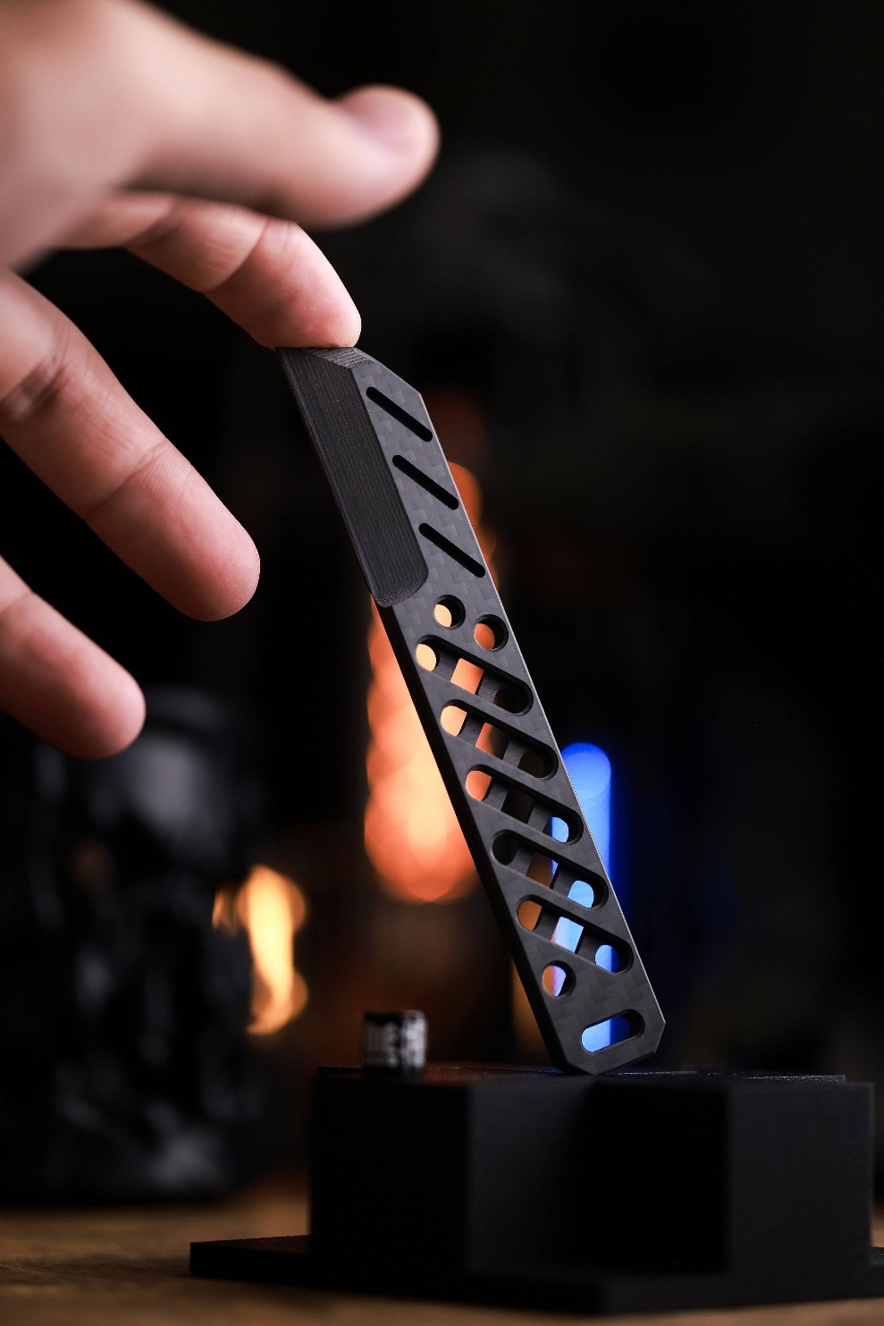 EDC Tool Black Carbon Fiber Pry Bar Multi Tool Lightweight Hollow Design