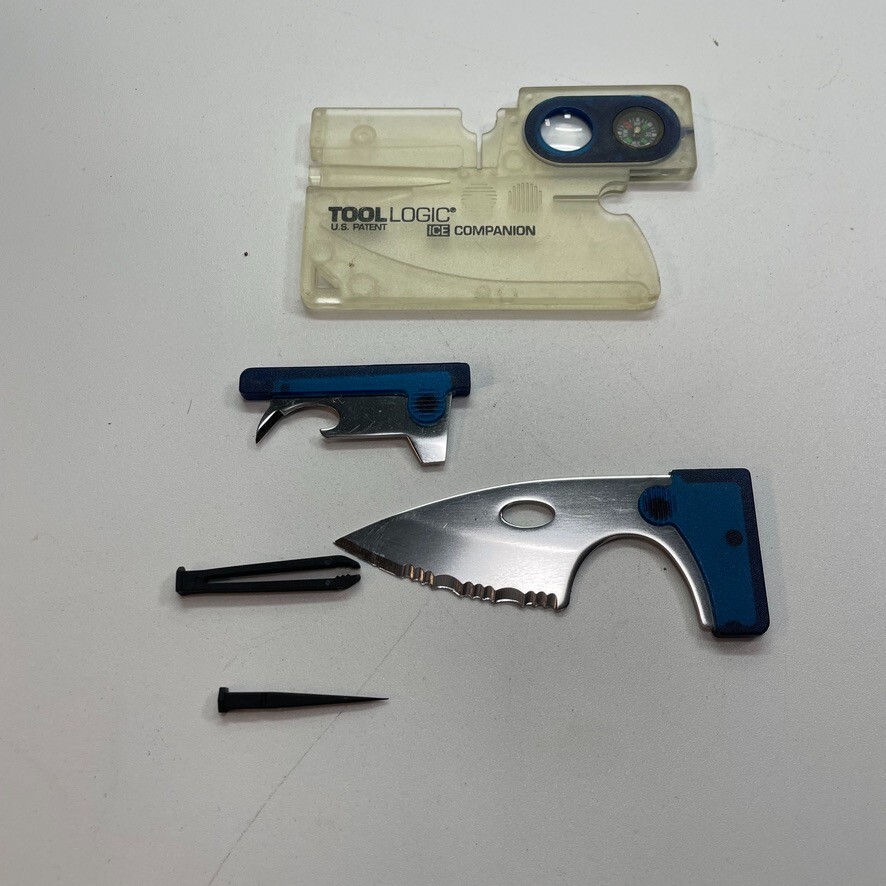 Tool Logic Credit Card Ice Companion W/ Compass Wallet Multi Survival Tool Knife