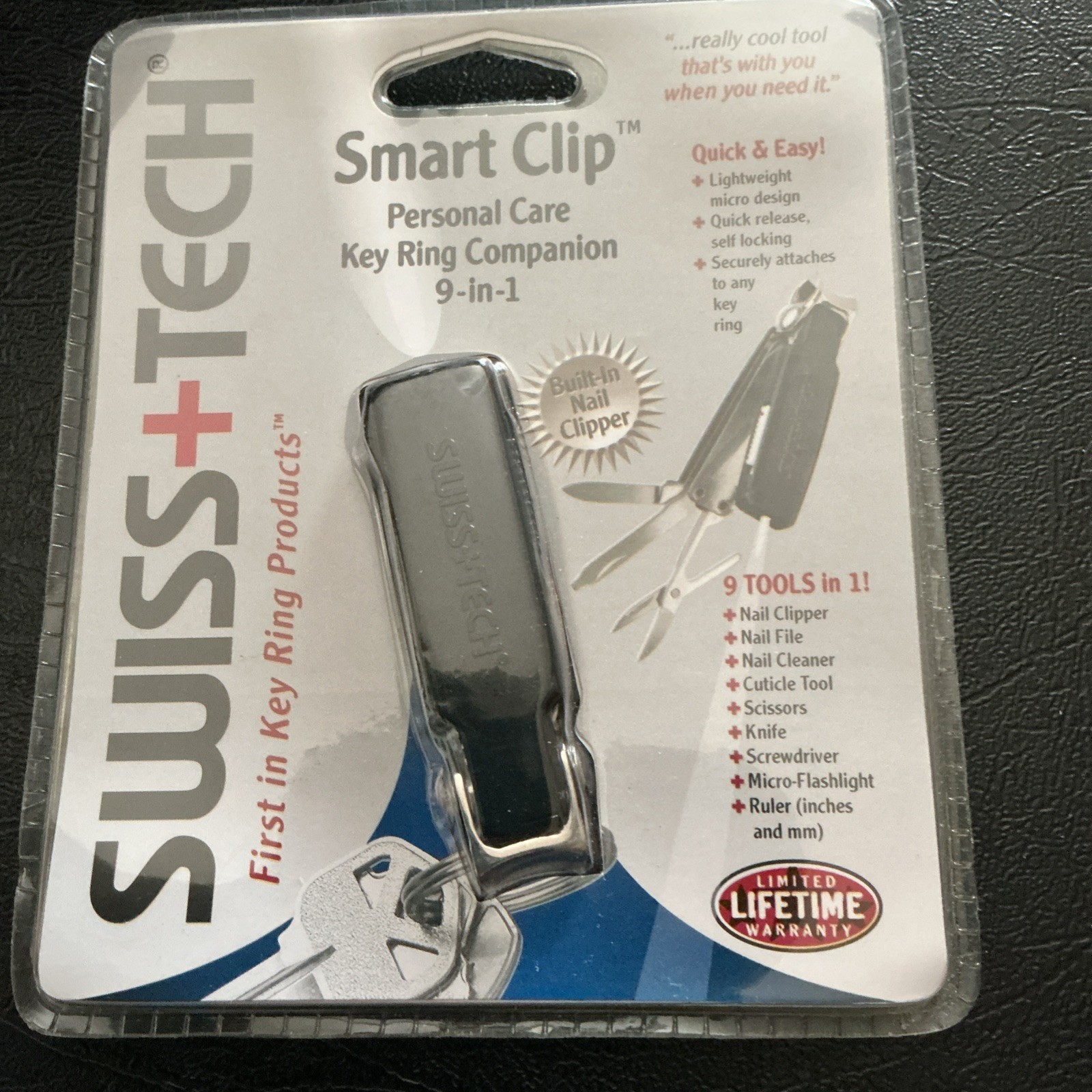 Swiss Tech Smart Clip Personal Care Key Ring Companion 9-in-1 SCCSBK NIP