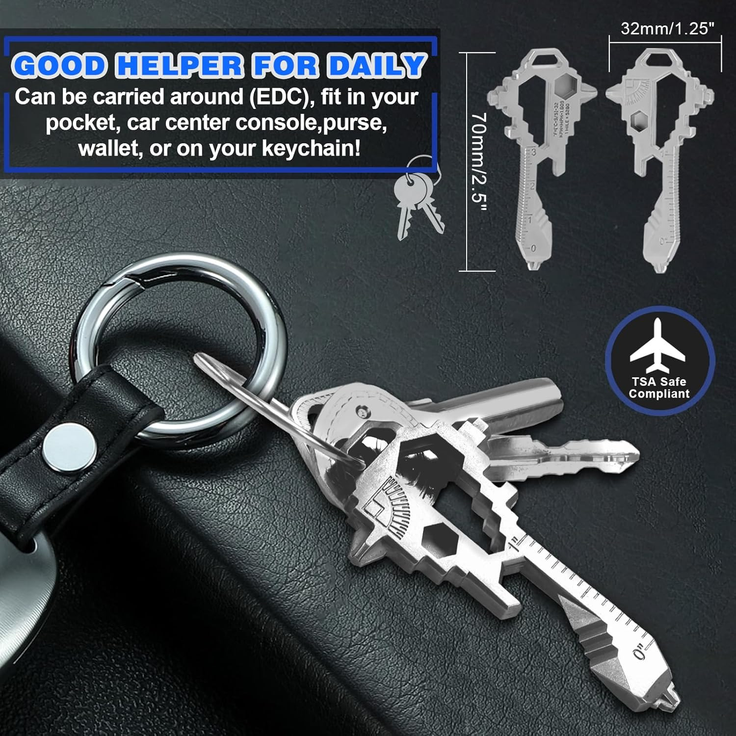Keychain Multitool – EDC Tool with 17+ Functions Gifts| Small Bottle Opener Keyc
