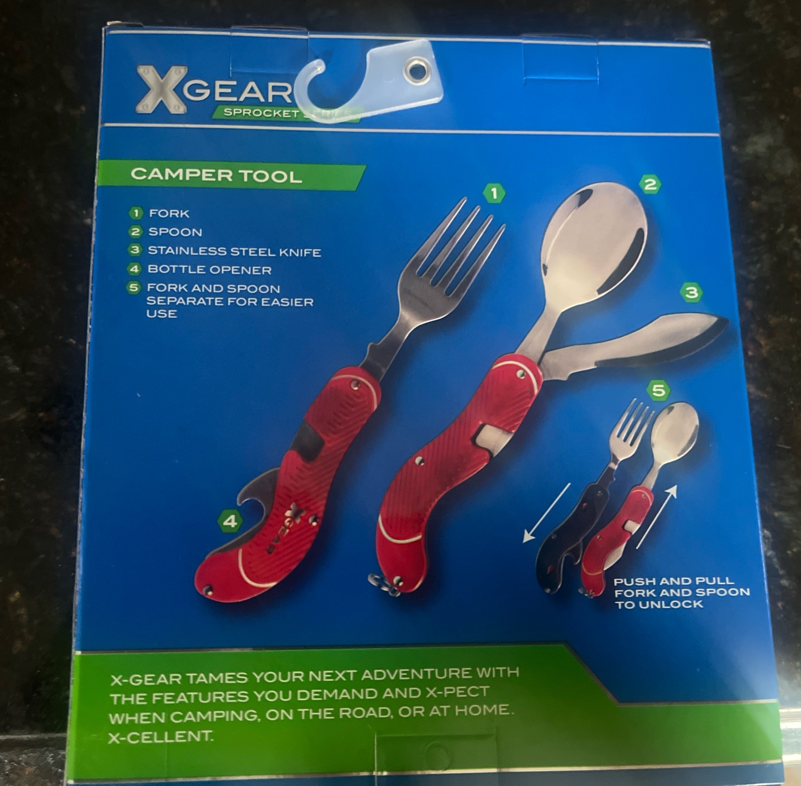 X Gear Camper Tool 4 Tools Stainless Camping Utensils Multi Fork Knife Spoon