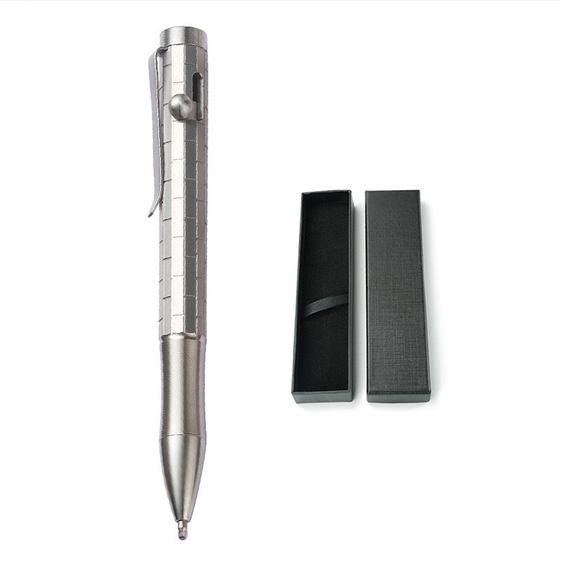 Titan Alloy Pen 4.92″ Ballpoint Pen with Pocket Clip Refillable Compact Size