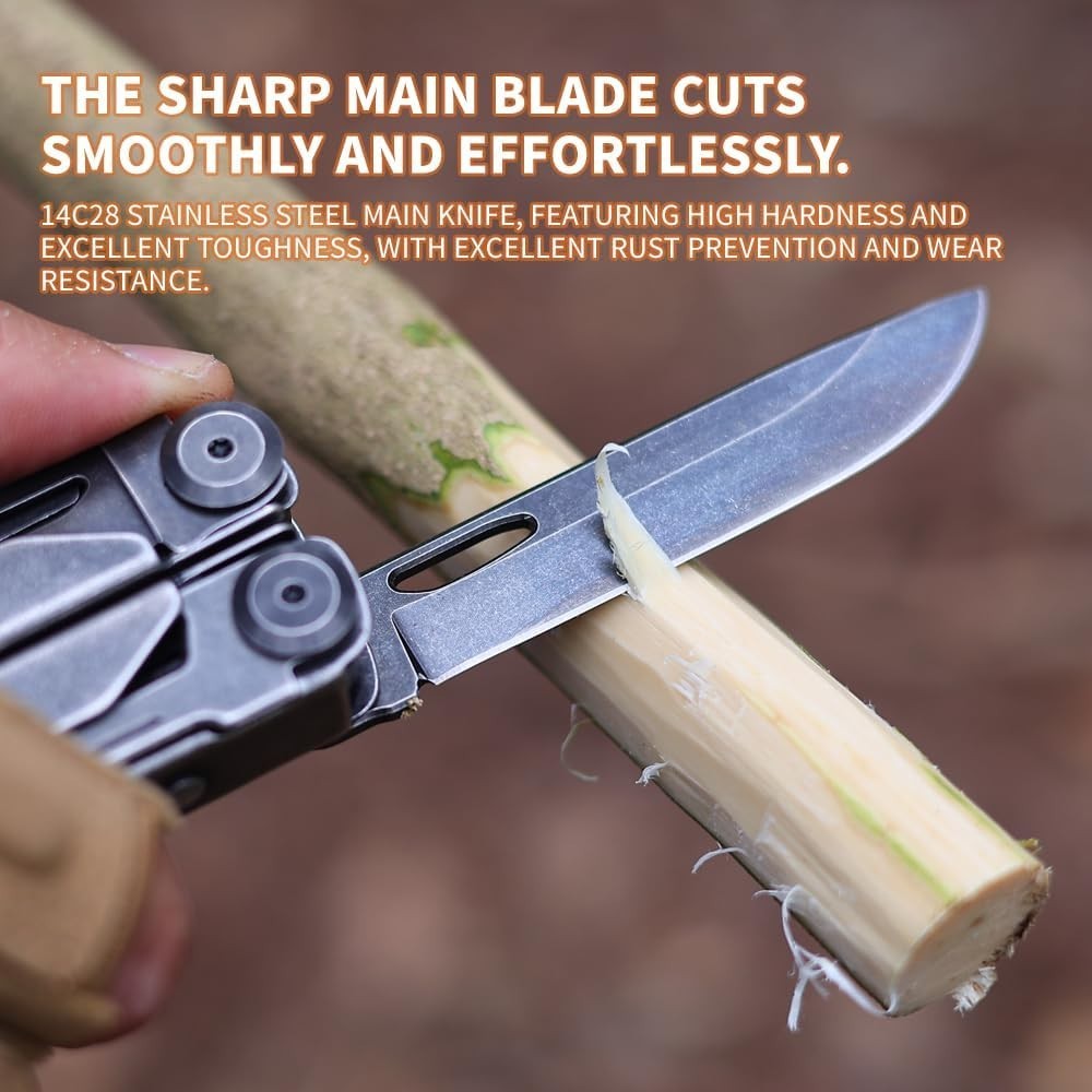 Portable Outdoor Multitool with Large Folding Scissors