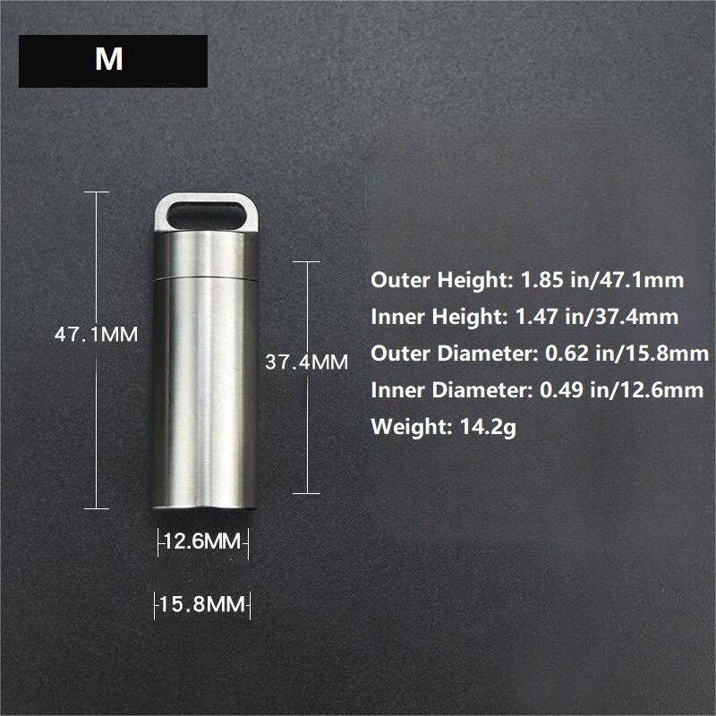 Waterproof Titanium Pill Holder Case Keychain Small Pill Box Container Organizer