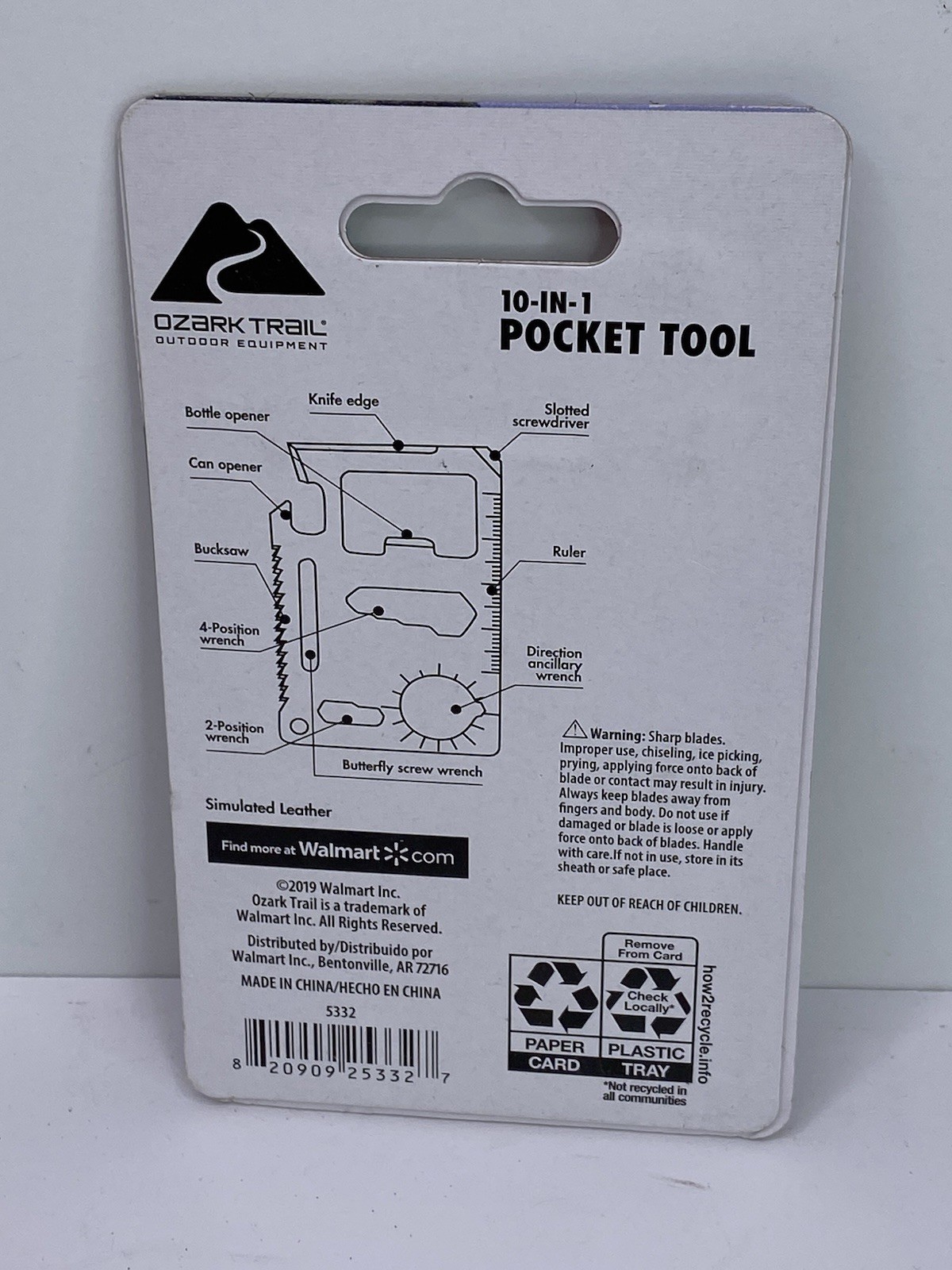 Ozark Trail Outdoor Equipment 10 In 1 Pocket Tool, knife edge, screwdriver, etc.
