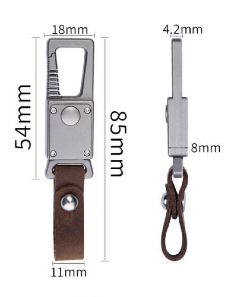 TC4 Titanium Alloy Genuine Leather Keychain Carabiner EDC Outdoor Multi-Tool