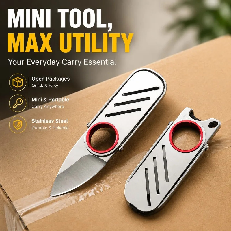 Mini Stainless Steel Portable EDC Tool Keychain Pendant for Opening Packages