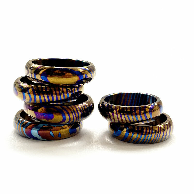 Titanium MokuTi Timascus Round Finger Ring Necklace Pendant Bead Decorative EDC