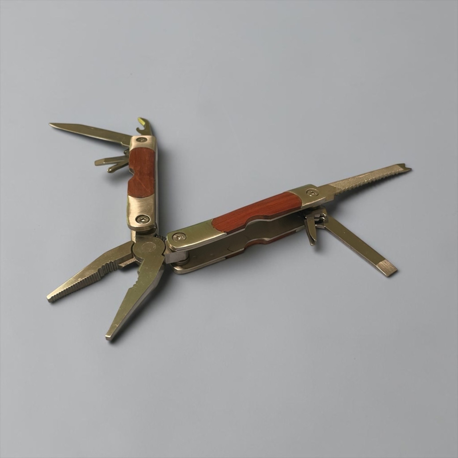 Sheffield Multi-Tool Wood Handle Stainless-Steel Blades Pliers Saw Knife Opener