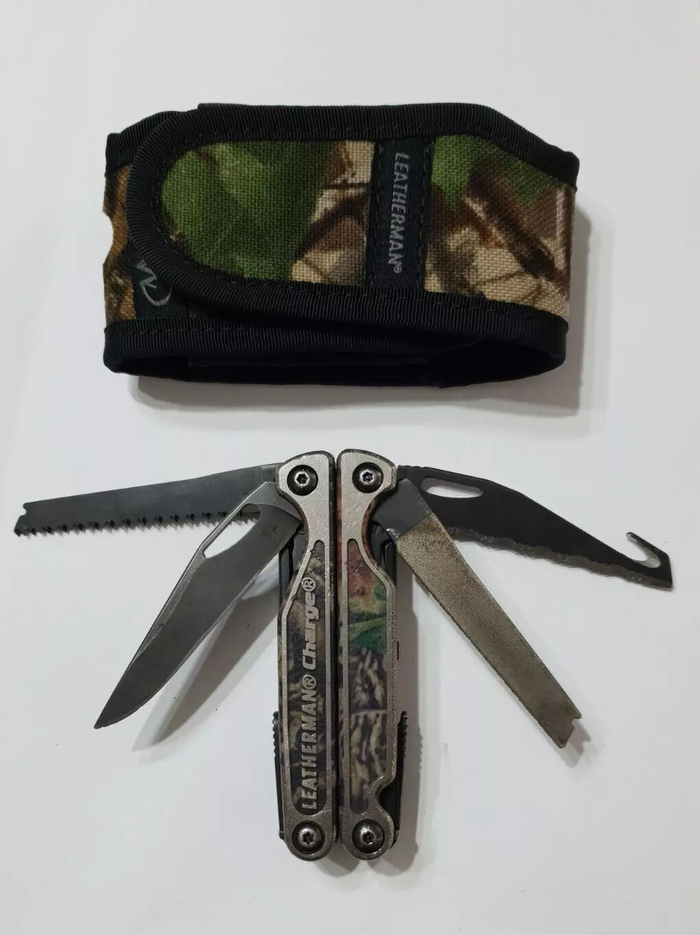 🔥 Leatherman Charge TTI BO Autumn Camo Titanium Cap Crimper CC Used Very Rare