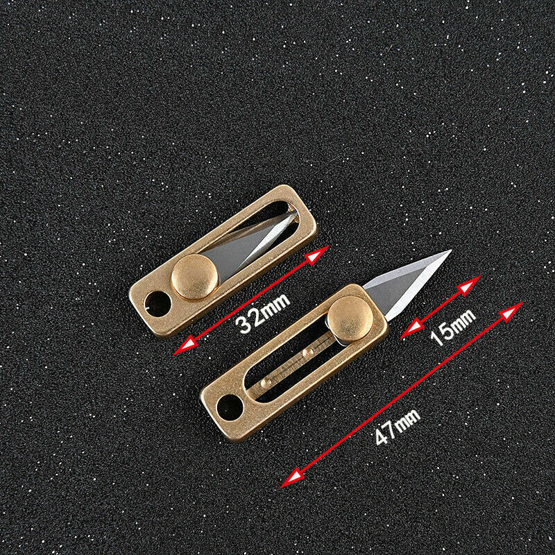 Alloy Brass Mini Knife Blade Survival Escape Key Chain Pendant EDC TOOL