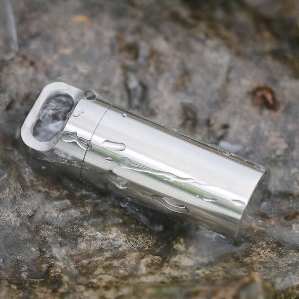 Portable Pill Box Container With Keychain Attachment And Space For Small Items