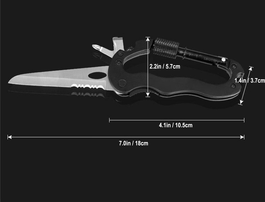 7 In 1 Multifunctional Carabiner Tool EDC Keychain