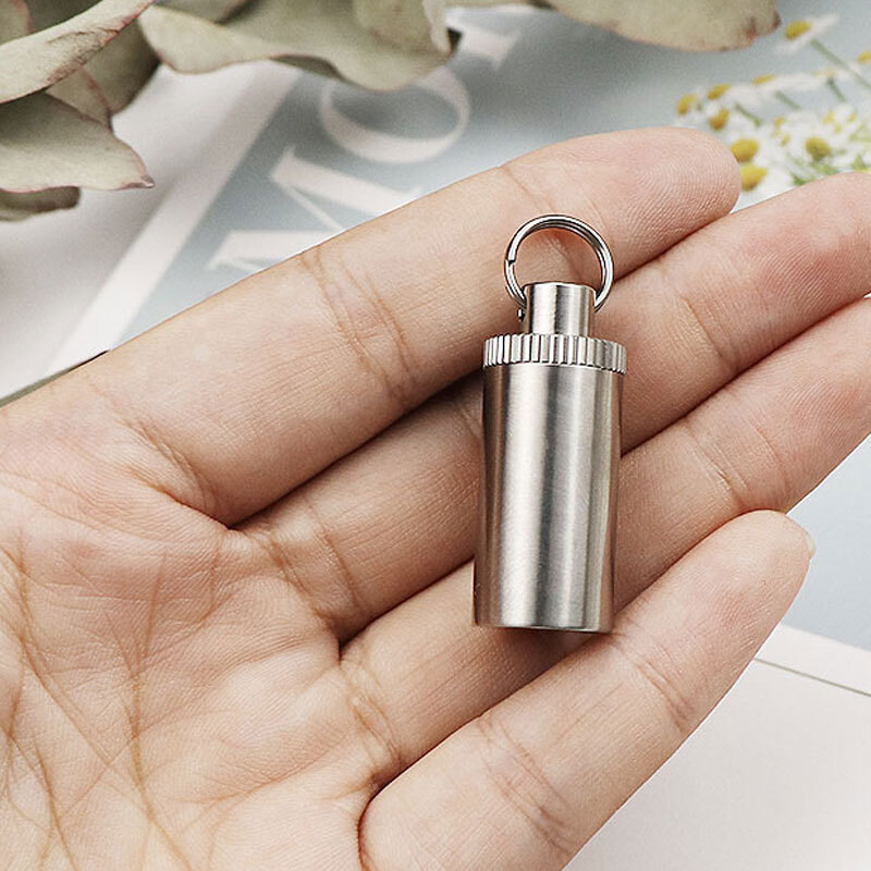 Titanium Alloy Moisture Proof Seal Storage Box Keychain Portable Container EDC