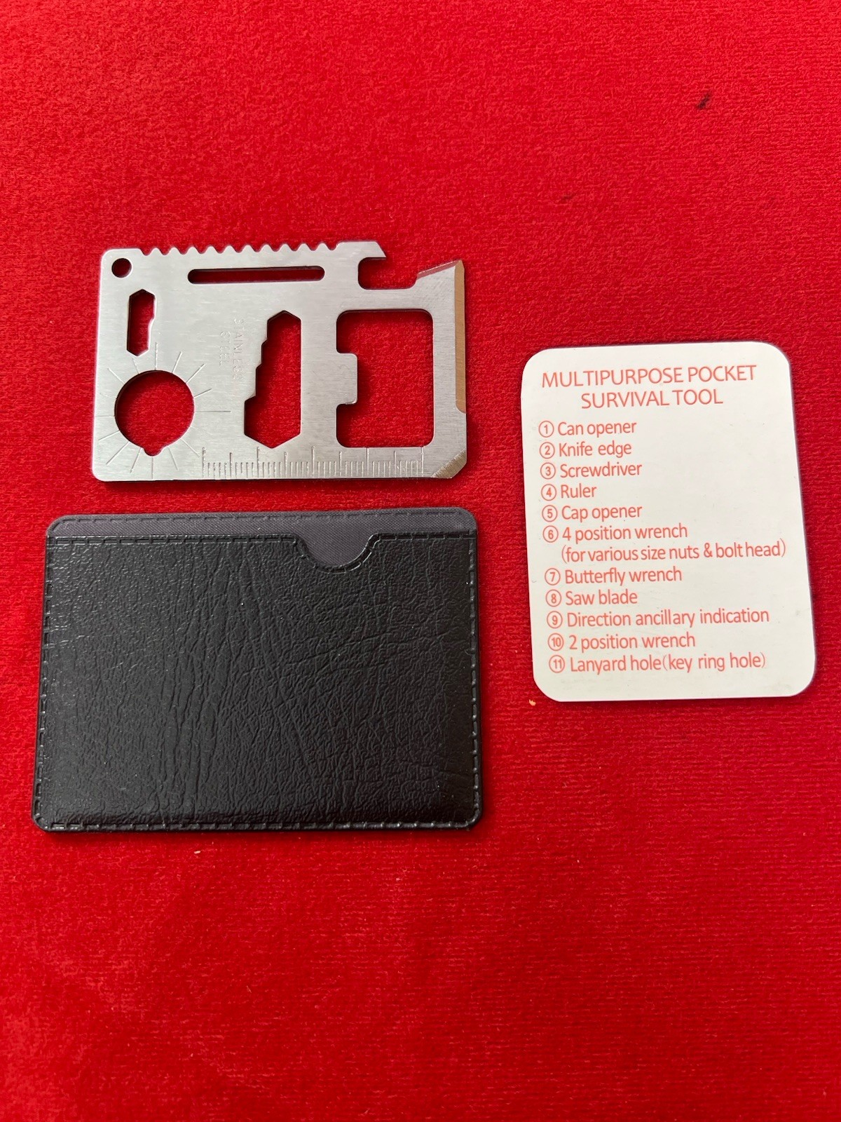 Multipurpose Pocket Survival Tool 11-in-1 Credit Card Sized Multi Tool Stainless