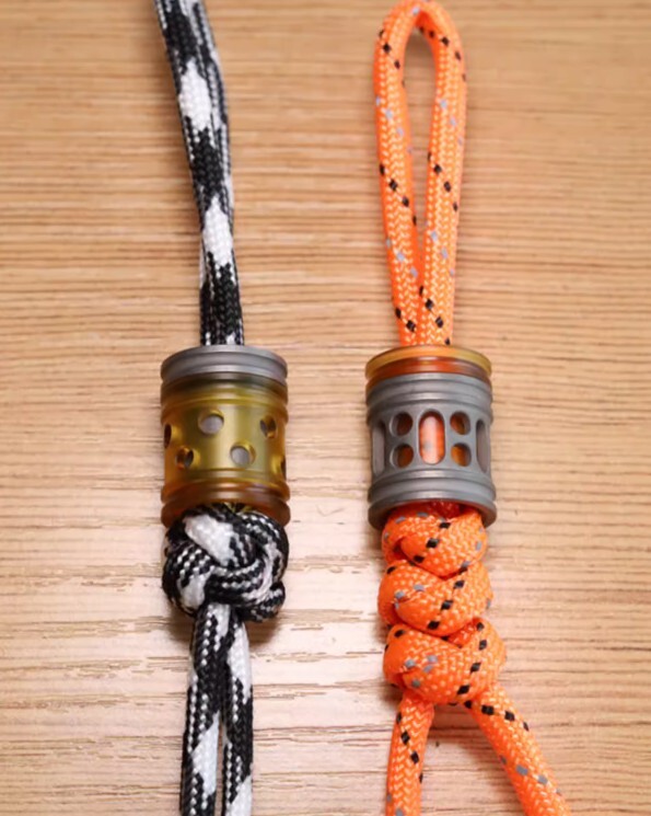 New PEI + Titanium Knife Bead Parachute Cord Lanyard Keychain Necklace Trim EDC