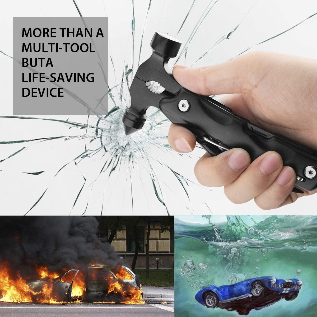 Mens Stocking Stuffers Gifts Men Survival Hammer Multitool,Christmas Gifts Dad