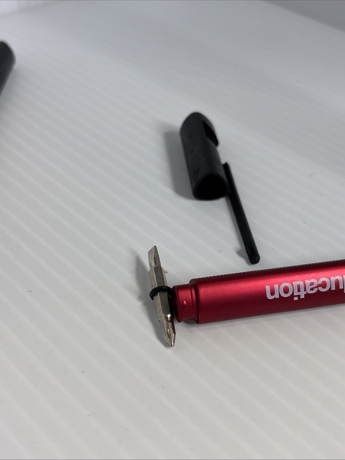 2 Red & Black Multi Tool Pen Screwdriver,level Ruler,ballpoint & Phone Holder