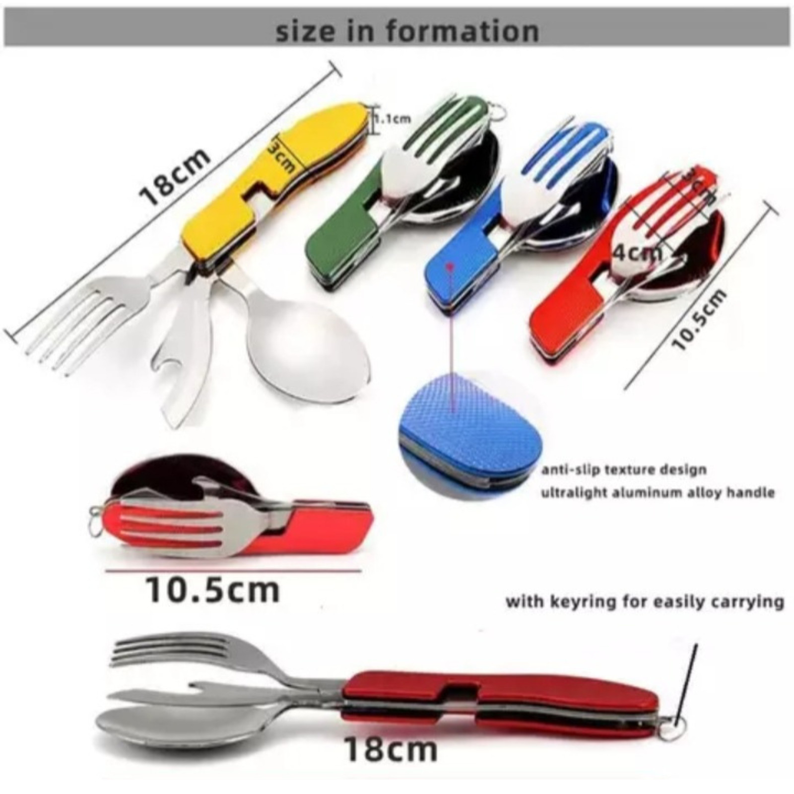 Camping Eating Utensil Set Folding Emergency Cutlery Knife Fork Spoon Kit NEW SS