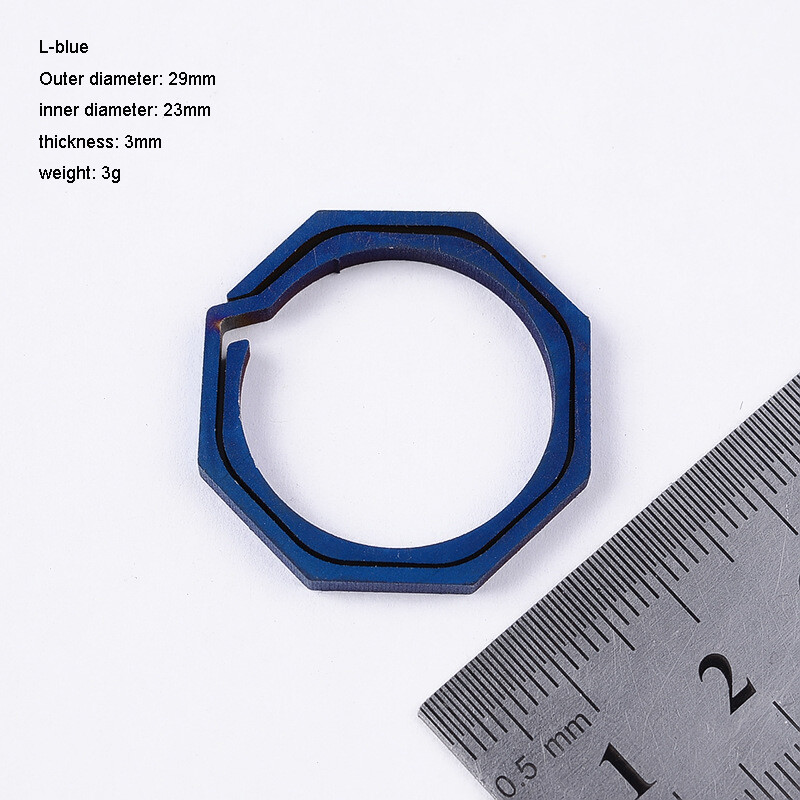 EDC 3pcs Titanium Alloy Keychain Octagon Key Ring Outdoor Portable Multi Tool